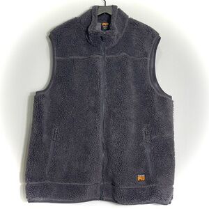 TIMBERLAND PRO Men's Gray Sherpa Fleece Vest Outdoor Zip Pockets Size XXL